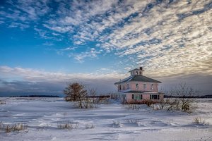 Pink House In Winter